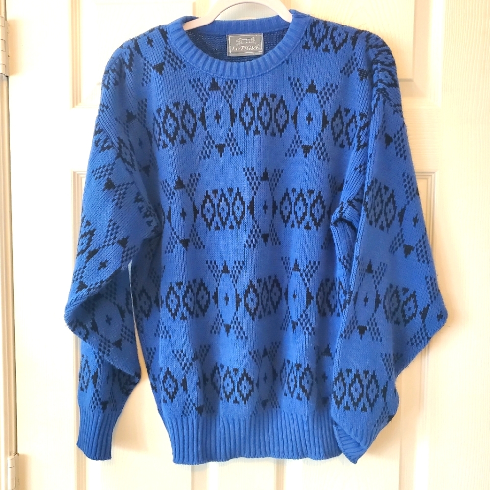 Vintage 80s Le Tigré Blue Sweater